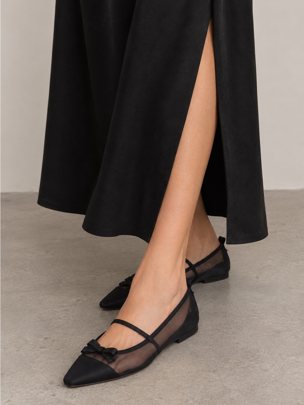 J.Crew Quinn Black Mesh Mary Jane Ballet Flats Bow Balletcore 9.5 NWOB
